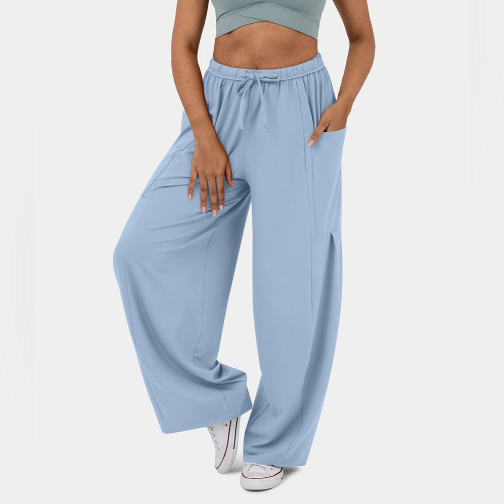 wide leg blue lounge pants